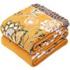 VANJOROY - Coperta per divano bohémien, grande, per 2/3 posti, in cotone biologico al 100%, morbida, doppia faccia, per poltrone, divani e copriletto. 200 x 230 cm - Giallo