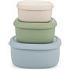 PandaEar Set Da 3 Contenitori Per Alimenti In Silicone Con Coperchi, Bento Riutilizzabili E Impilabili, Senza BPA, Antiperdita, Lavastoviglie Microonde Freezer (200ml, 300ml, 590ml)