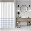 SDOTPMT 90x180cm Bohemian Retro Chic Style Tenda da doccia Moderna Minimalismo Blu Tenda da bagno a strisce Campagna Agriturismo Classico Estetico Tenda da bagno con ganci