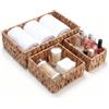 XIMISISE 3 Pezzi Cestino Portaoggetti in Vimini, Cestini in Giacinto D'acqua Naturale Rettangolare, Cesto di Intrecciato Decorativo per Bagno, Scaffale, Cucina, Soggiorno