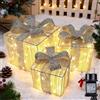 iBaycon Scatole Regalo Illuminate con Luci Di Natale,Bianco Caldo Argento