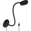ENUOTEK Lampade da Parete con Braccio Nera, Luce per Lettura Libri a Letto Touch Dimmerabile con Base e Cavo USB, Colori della Luce Regolabili 3000K 4000K 5000K, Funzione di Memoria