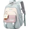 Makukke Zaini scolastici per ragazze, bella borsa per bambini e adolescenti, zaino spaziale da 30 L, impermeabile, zaino informale per bambini con bel ciondolo, Verde, L