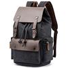 Rufun Zaino Vintage in Tela e Pelle, Grande Capacità Multi-Tasca per Università, Viaggi & Lavoro, Zaino Impermeabile per Scuola (Nero)