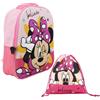 Disney Minnie Mouse Zaino e Borsa da Palestra per Ragazze, Design Zaino Scuola da Viaggio, Regalo per Bambina