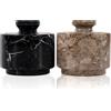 MARBLOUS KRAFTS Distributore di sale in marmo con coperchio, 7,6 cm, zebra nera e oceanica celtica e aglio, per cucina e casa, contenitore per utensili per spezie