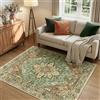 INOVADAY Tappeto 120x180 cm Lavabile in Lavatrice Vintage Antiscivolo Mattone/Marrone/Verde