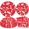 LWYGEGJO Set di 120 piatti e tovaglioli a forma di cuore rosso per San Valentino, festa della mamma, anniversario di matrimonio, servizio 40