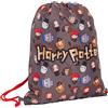Harry Potter Chibi - Sacca con coulisse per bambini, in polietilene, borsa da palestra per bambini, borsa da nuoto per scuola materna, Grigio/Rosso, Taglia unica, Borsa con coulisse