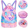 PinkSheep Sacca sportiva per bambini con coulisse, sacca da ginnastica, zaino per sport e scuola, Sirena, Taglia unica