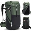 Outplea 50L Zaino da Trekking con Apertura Frontale, Impermeabile per Campeggio Escursionismo, Grande Zaino da Montagna Leggero per Sport Alpinismo Avventura, Nero