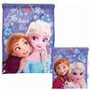 Superdiver Set di zaino sacca con cordoncini e borsa merenda Elsa e Anna Licenza Ufficiale Disney Frozen - Ideale per scuola e asilo - Accessorio moda bambina - Blu - 44x33 e 26x21 cm