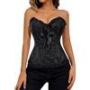 Fjquamitix Corsetto da donna in pizzo push-up body bustier shapewear lingerie per donna, Nero , XS