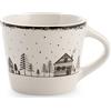 H&H Set 12 Tazze da Tè in New Bone China - Decoro Winter House, 280 ml - Servizio Elegante, Ideale per Colazione, Tè Caldo, Cioccolata, Cappuccino