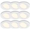 BRILONER - Set da 3x 3 faretti LED da incasso piatti, orientabili, luce bianca calda, faretti incasso, faretto led, per interno, diametro foro 68 mm, 8x2,2 cm, bianco