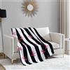 Juicy Couture Cabana - Coperta in peluche a righe nere, 127 x 178 cm, lussuosa coperta in microfibra per il massimo comfort e calore accogliente