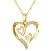 Rikelus Collana da donna in vero oro 9 k, con ciondolo a forma di cuore in oro 9 ct/375, con tre cuori, idea regalo per anniversario, compleanno, Natale, 40 + 5 cm, Standard, Oro, Moissanite