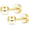 ZDE Orecchini a perno da donna a sfera con retro piatto, in titanio, ipoallergenici, per orecchie sensibili, semplici e classici, 3-6 mm, per elice, trago, cartilagine, lobo dell'orecchio, 5MM