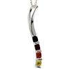 SilverAmber Jewellery Ciondolo moderno in vera ambra baltica e argento sterling senza catena - GL2021, Argento sterling, Ambra multicolore