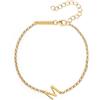 SINGULARU - Bracciale Single Letter. Argento Sterling con Finitura Placcata Oro 18 Kt. Catena Elegante con Motivo Iniziale. Gioielli da Donna. Lettera M