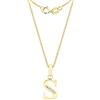 CARISSIMA Pendente con iniziale S in zirconia cubica su collana in oro giallo 9 ct con catena a curb diamantata di 46 cm/18 pollici