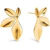SINGULARU - Orecchini Camila. Acciaio con Finitura in Bagno d'Oro 18Kt. Motivo Fiore e Chiusura in Silicone Placcato in Oro 18Kt. Gioielli per Donna