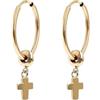 MILOR Orecchini a cerchio donna in oro 9Kt con croce pendente - Orecchini croce anallergici e Ipoallergenici - Gioielli donna made in Italy - Regalo per nascita, battesimo, comunione, cresima