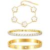 TempBeau Bracciale da tennis da donna in oro e argento, con cristalli da tennis, 6 mm di larghezza, con zirconi cubici, per donne, impermeabile, con set di bracciali in acciaio inox, regalo per donna