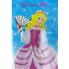 Afie 37-046-1 Biglietto di auguri di buona festa principessa regina bionda abito rosa corona ventaglio per ragazza illustrazione giovanile con busta formato 12 x 17,5 cm festa un nome Santa Caterina 25