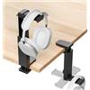 Kosker Supporto Cuffie e Joystick Regolabile Universale, Porta Cuffie da Scrivania Regolabile con Morsetto da Tavolo, Headset Holder Audio con Rotazione a 360° e Clip per Cavo, Accessori Gaming