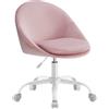 SONGMICS Sedia da Studio, Sedia Girevole di Velluto, Poltrona da Scrivania Imbottita in Gommapiuma Regolabile in Altezza, Studio, Camera da Letto, Rosa Gelatina OBG020R02