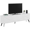 Dmora - Mobile Porta TV Aljanah, Credenza da Soggiorno, Armadio Basso per TV, Base Parete attrezzata, 180x30 h50 cm, Bianco