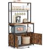 VASAGLE Scaffale Cucina con Prese, con Piano Alto 90 cm, Scaffale per Microonde con 8 Ganci, 40 x 80 x 170 cm, Marrone Vintage e Nero Inchiostro KKS059KD02