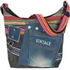 Sunsa Borsa a tracolla da donna, borsa hobo in tela e jeans riciclati, stile vintage, grande borsa a tracolla con stella e scomparti multipli, borsa vegana sostenibile come idea regalo per le donne