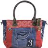 Sunsa Borsa a tracolla da donna, borsa in jeans/tela e cuoio, grande borsa a tracolla, shopper per donne/ragazze prodotti sostenibili, 52433, blu/rosso, 37x29x16 cm, Rétro