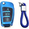 M.JVisun Morbido TPU Chiave Auto Protettiva Custodie Cover per Audi A1 A3 A4 A6 A8 Quattro Q2 Q3 Q7 R8 RS3 RS6 S3 S6 TT TTS - Lucido Blu - Intrecciato Portachiavi