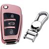 M.JVisun Morbido TPU Chiave Auto Protettiva Custodie Cover per Audi A1 A3 A4 A6 A8 Quattro Q2 Q3 Q7 R8 RS3 RS6 S3 S6 TT TTS - Lucido Rosa - Metallo Portachiavi