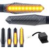 Area1 Set Frecce LED Moto Omologate E in Carbon Look con Effetto Scorrimento M8 (2 Pezzi) + Relè Frecce LED 2-Pin - Compatibile con Mondial