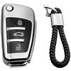 M.JVisun Morbido TPU Chiave Auto Protettiva Custodie Cover per Audi A1 A3 A4 A6 A8 Quattro Q2 Q3 Q7 R8 RS3 RS6 S3 S6 TT TTS - Lucido Argento - Intrecciato Portachiavi