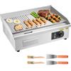 VEVOR Piastra Elettrica Commerciale 3200 W, Controllo della Temperatura Regolabile da 50 a 300 °C, Corpo in Acciaio Inossidabile, con 2 Spatole, 2 Spazzole e 4 Cuscinetti per i Piedi, per Bistecche