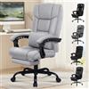 ALFORDSON Sedia Girevole con Poggiagambe Poltrona Direzionale Ergonomica da Ufficio Studio Regolabile con Rotelle, Altezza Regolabile, Supporto Lombare, Portante di 180 kg, Tessuto(Grigia)