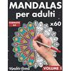 Majosta Mandalas per adulti: 60 motivi con sfondo nero in formato A4 / da mandala semplice a complesso con effetto antistress / libro da colorare con pagine ... lato / libro da colorare per adulti -Volume 1