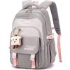 Makukke Zaino per la scuola per ragazze, grazioso zaino per bambini e adolescenti, 30 l, impermeabile, casual, con ciondolo carino, grigio, L, Zaino daypack