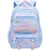 Moerstar Zaino Bambina, Zaino con Fantasia Arcobaleno Elementari Bambina, Borsa Viaggio Casual Grande Capacità Impermeabile per Scuola Viaggi (Blu)
