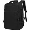 ZHXX zaino easyjet 45x36x20,bagaglio a mano,30L zaino aereo con compartimento dedicato per laptop da 15,6", Tasca nascosta, foro USB e foro cuffie.Nero pieno.