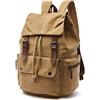 Rufun Zaino Canvas Vintage per Laptop Zainetto Escursionismo Viaggio Borsa Grande Capacità Unisex (Cachi)