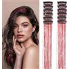 PORSMEER 12 clip per capelli in pennello per capelli da 20 pollici, 50 cm, con glitter colorati, per capelli, per donne, ragazze, bambini (rosso)