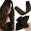 LaaVoo Extension Capelli Veri Micro Beaded Weft 40cm 50g Balayage Castano Scuro e Marrone Chiaro, Leggere e Invisibili, Volume e Lunghezza, Feste e Quotidiano #2/8/2