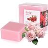 Mikihat 2 Pz Saponetta alla Rosa, Saponetta Naturale Bio, Sapone Fatto a Mano 100g, Saponetta Solido per Pelle, Capelli, Corpo, Viso, Sapone alla Rosa per Bagno, Doccia, Lavaggio
