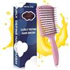 Qufiiry Spazzola Per Capell, Curly Hair Brush, Spazzola Per Capelli Curva, con Cura dei Capelli e Design Semi Forato, Per Capelli Ricci per Pettinare, Adatta a Tutti i Tipi di Capelli (Rosa)
